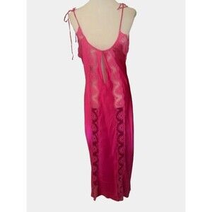 NWOT Nordstrom 100% Silk Lace Slit Side Chemise Nightgown Size L